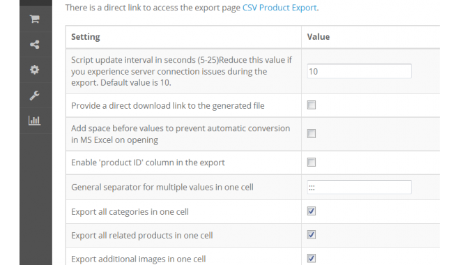 OpenCart Export Products CSV